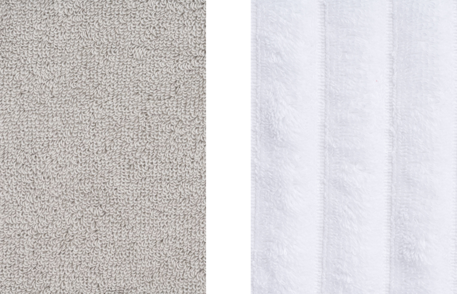 Our Shy Grey a Honest White bathrobes & Delicate Cotton and Gentle Organic towels